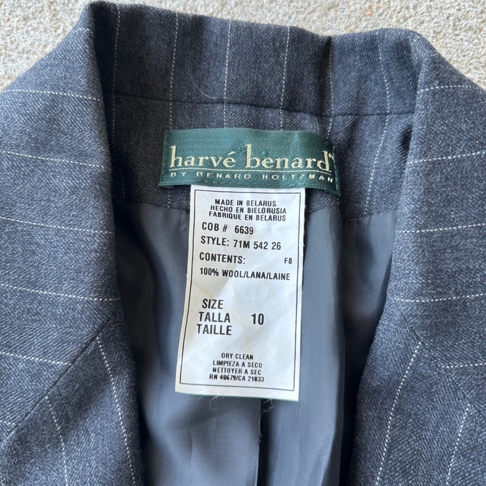 Vintage Harve Benard Pinstripe Blazer Business Career Office Coat Jacket Size 10 - Picture 2 of 5